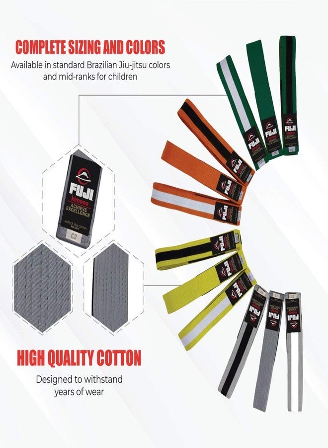 فوجي حزام جيو جيتسو برازيلي للأطفال من فوجي مع شريط الرتب، حزام جيو جيتسو للأطفال، رمادي، مقاس C2 - Image 2
