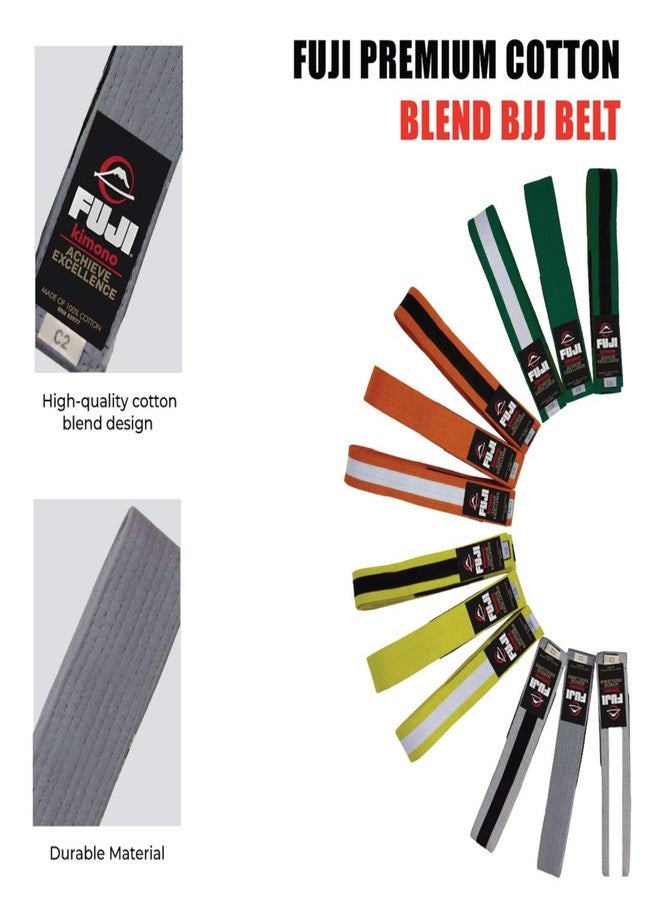 فوجي حزام جيو جيتسو برازيلي للأطفال من فوجي مع شريط الرتب، حزام جيو جيتسو للأطفال، رمادي، مقاس C2 - Image 4