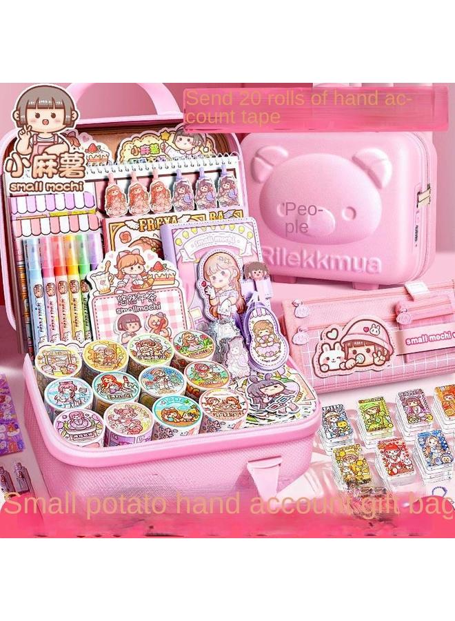 Bluejw Small Potato Hand Account Suit With Gift Box Cheap Girl Tape Sticker Hand Account Book Release This New Full. - Image 5
