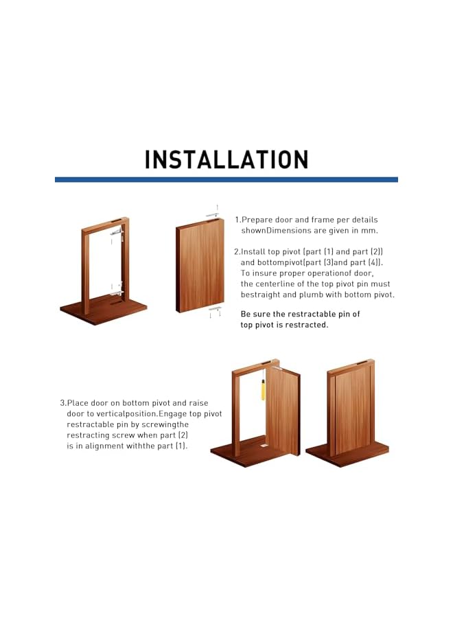 PROMASS promass Door Pivot Hinges Heavy Duty Hinges for Wood Doors 360 Degree Shaft Stainless Steel Pivot Hinge System  - Image 5