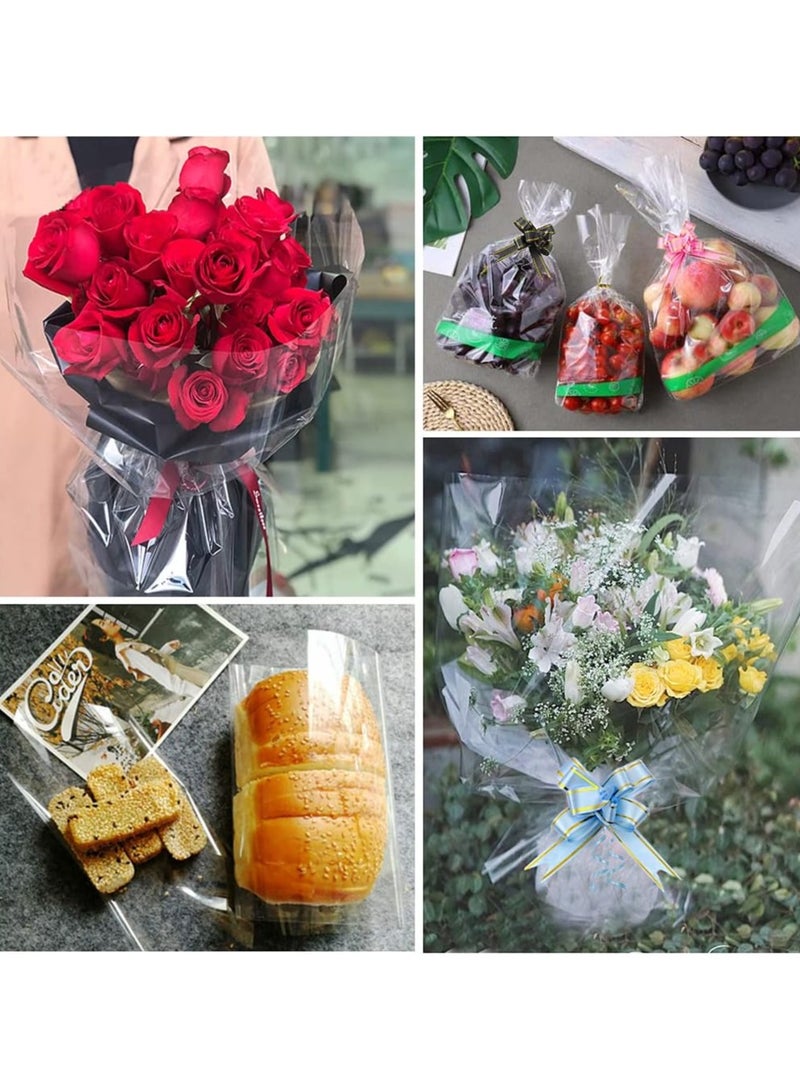 Home zone Clear Cellophane Gift Wrapping Roll with 30 Pull Bows, 3 Ribbon Rolls for Florist Bouquet, Basket Gifts Boxes, Fruit and Crafts (70CM x 10M) - Image 5