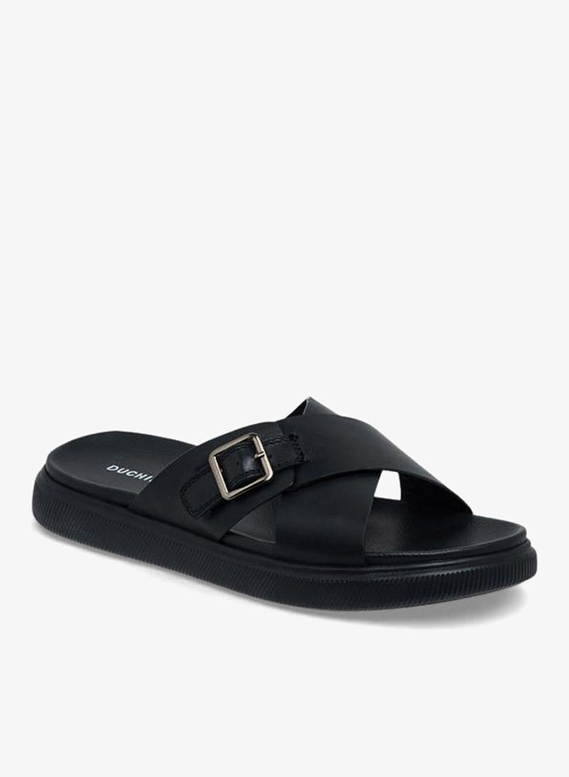 DUCHINI Men Leather Cross Strap Sandals - Image 3