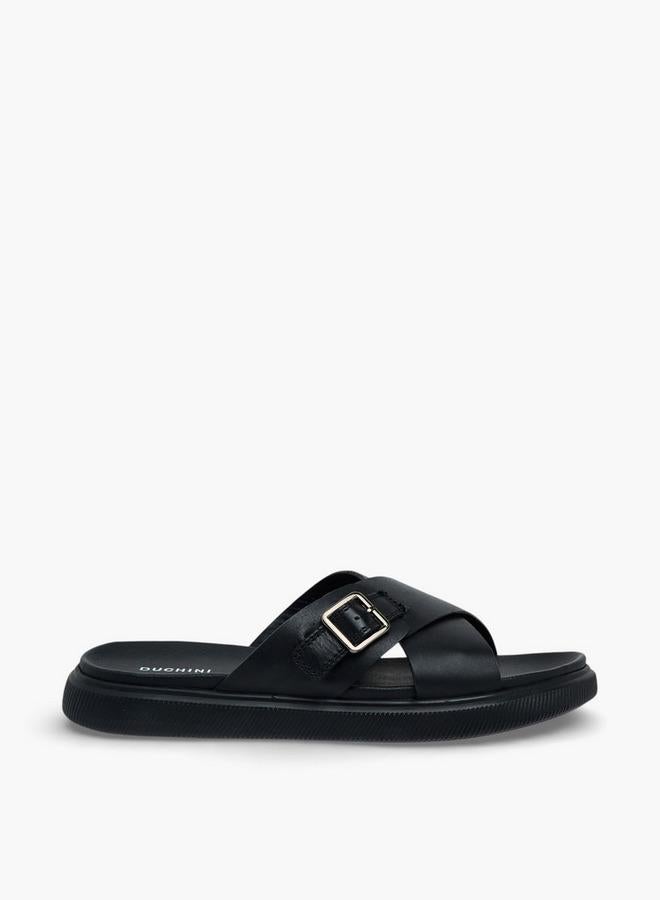 DUCHINI Men Leather Cross Strap Sandals - Image 1