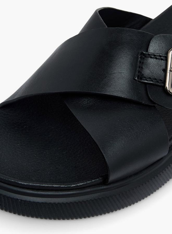 DUCHINI Men Leather Cross Strap Sandals - Image 4