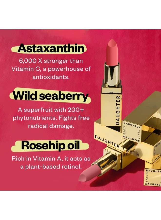 DAUGHTER EARTH Mountain Girl Natural Lipstick | Vegan Plant Based Highly Pigmented Natural Lightweight Non Drying Lip Color | Long Lasting Phytonutrient Lipstick With Vitamin E & Bakuchiol | UV Protection | 4g - Image 2