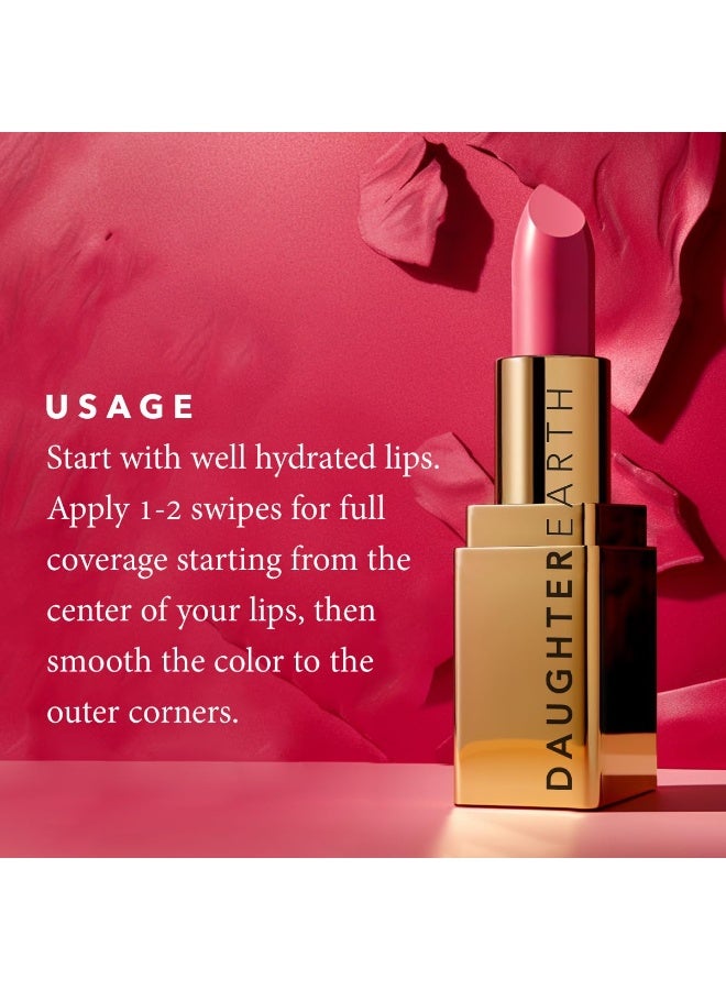 DAUGHTER EARTH Mountain Girl Natural Lipstick | Vegan Plant Based Highly Pigmented Natural Lightweight Non Drying Lip Color | Long Lasting Phytonutrient Lipstick With Vitamin E & Bakuchiol | UV Protection | 4g - Image 4