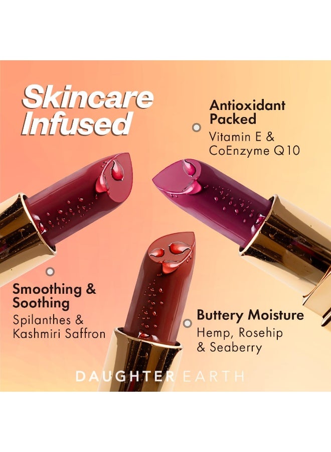 DAUGHTER EARTH Mountain Girl Natural Lipstick | Vegan Plant Based Highly Pigmented Natural Lightweight Non Drying Lip Color | Long Lasting Phytonutrient Lipstick With Vitamin E & Bakuchiol | UV Protection | 4g - Image 3