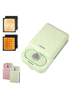 XVersion Electric Timer Sandwich Maker with 2 in 1 Non-Stick Interchangeable Plates, Cool Touch Handle, Perfect for Making Panini, Waffle, Grilled Cheese and Snacks - Green  - Image 1
