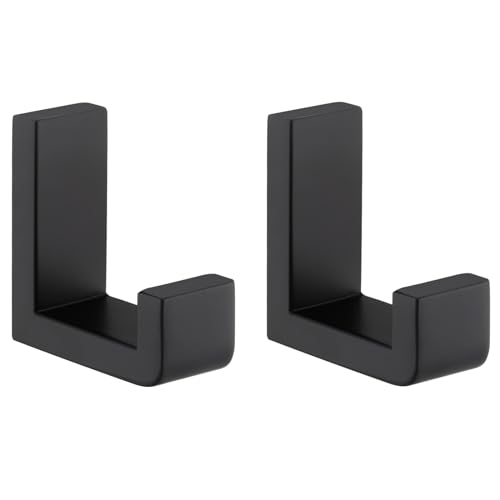 Angle Simple Towel Hook Matte Black 2 Pack, 304 Stainless Steel Bathroom Coat Robe Hook for Wall - Image 1