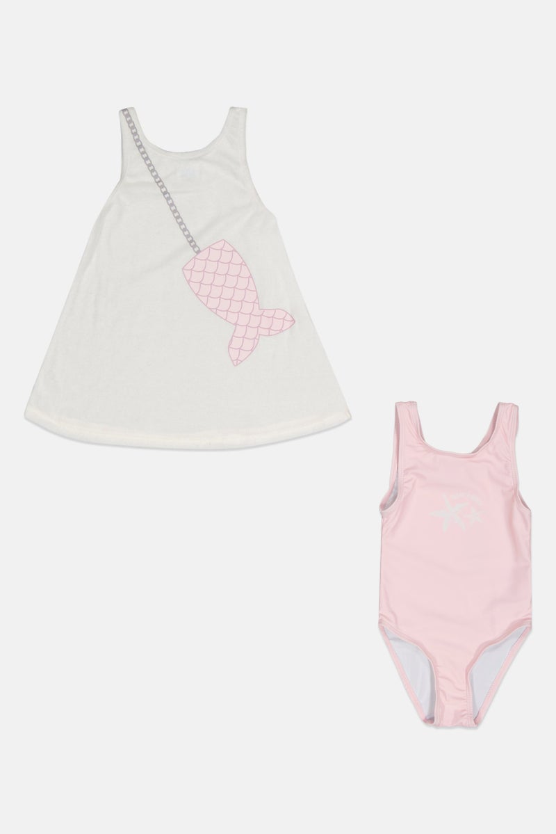 L&J Swim Club Toddlers Girl 2 Pieces Graphic Print One Piece And Tank Top, Multicolor - Image 1