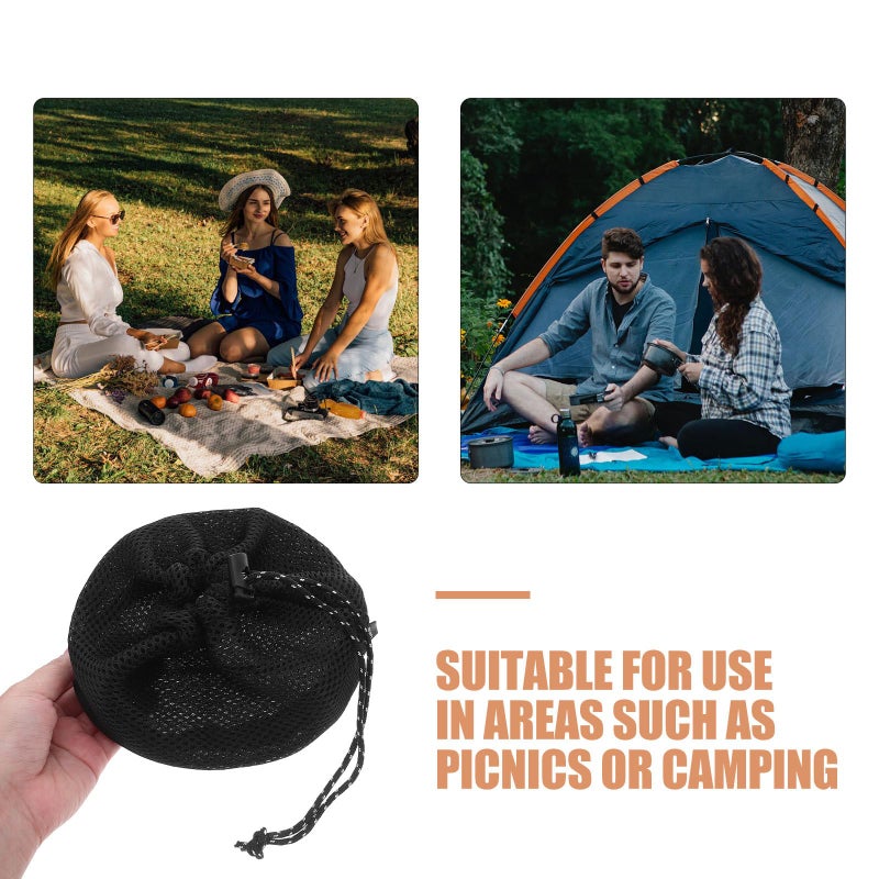 4 Pack Mesh Drawstring Bags Round Bottom Foldable Camping Hiking Travel Organizers - Image 4