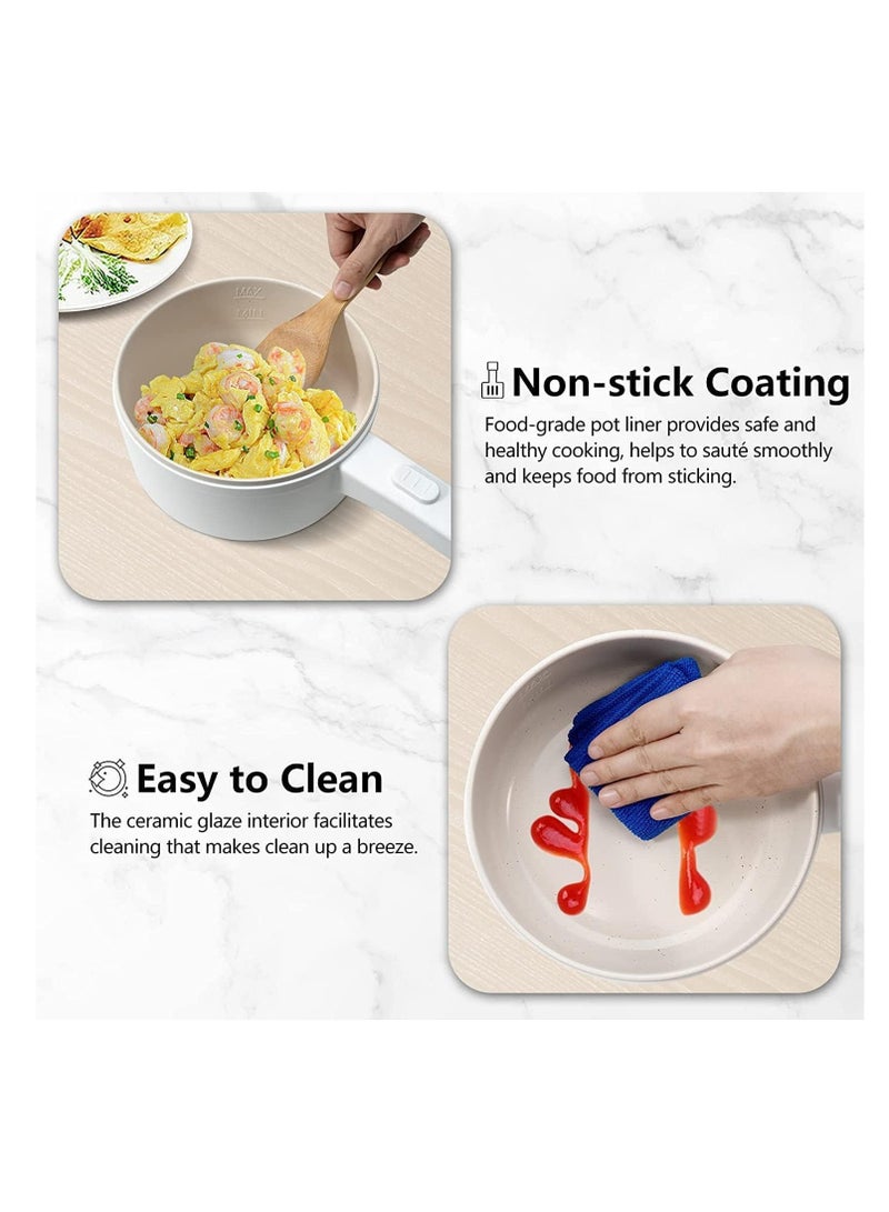 Dubkart 1.8L Electric Hot Pot with Steamer and Temperature Control - Non-Stick Electric Cooker,(1.8 L) - Image 3