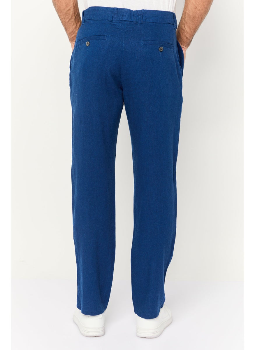 French Connection Men Regular Fit Solid No Straight Pants, Blue  - Image 4