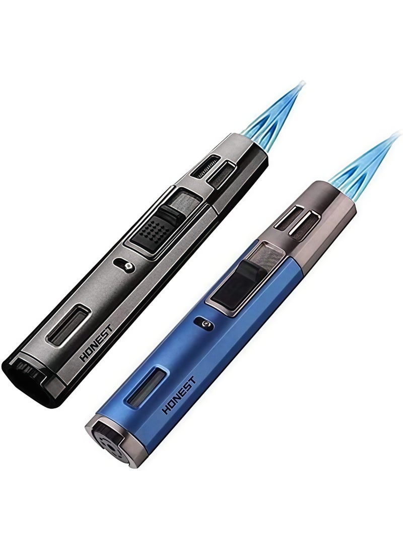 2 Pack Torch Lighters, Refillable Butane Gas Lighter Adjustable Double Jet Flame Windproof Lighter for Grill BBQ Camping(Without Gas) - Image 1