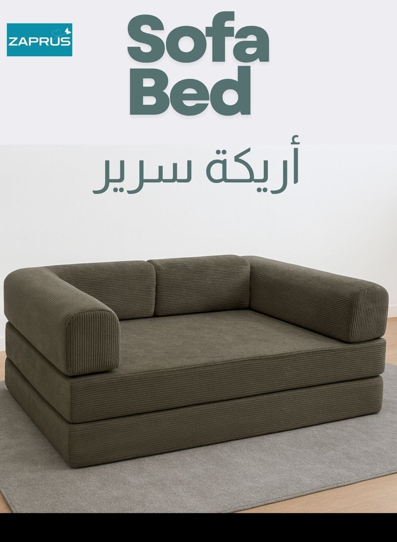 Zaprus Premium Sofa Cum Bed 180×100×70 cm – Convertible Floor Sofa | Ultra-Quality Soft Grey Fabric | High-Density Support Cushions | Multi-Functional Modern Sofa for Living Room, Bedroom & Majlis - Image 2