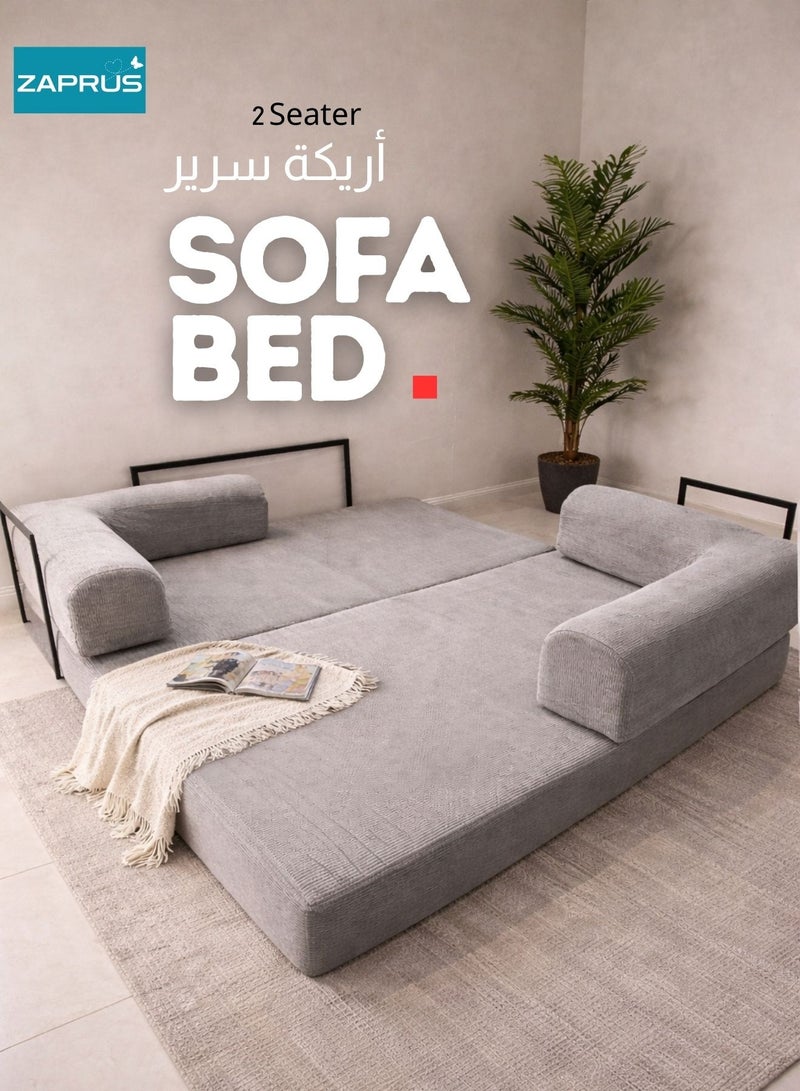 زابروس كنبة سرير 180×100×70 سم – صوفا قابلة للطي بجودة عالية | قماش رمادي فائق النعومة | وسائد دعم بتقنية متطورة | كنبة متعددة الاستخدامات لغرفة المعيشة والمجلس وغرف النوم - Image 2