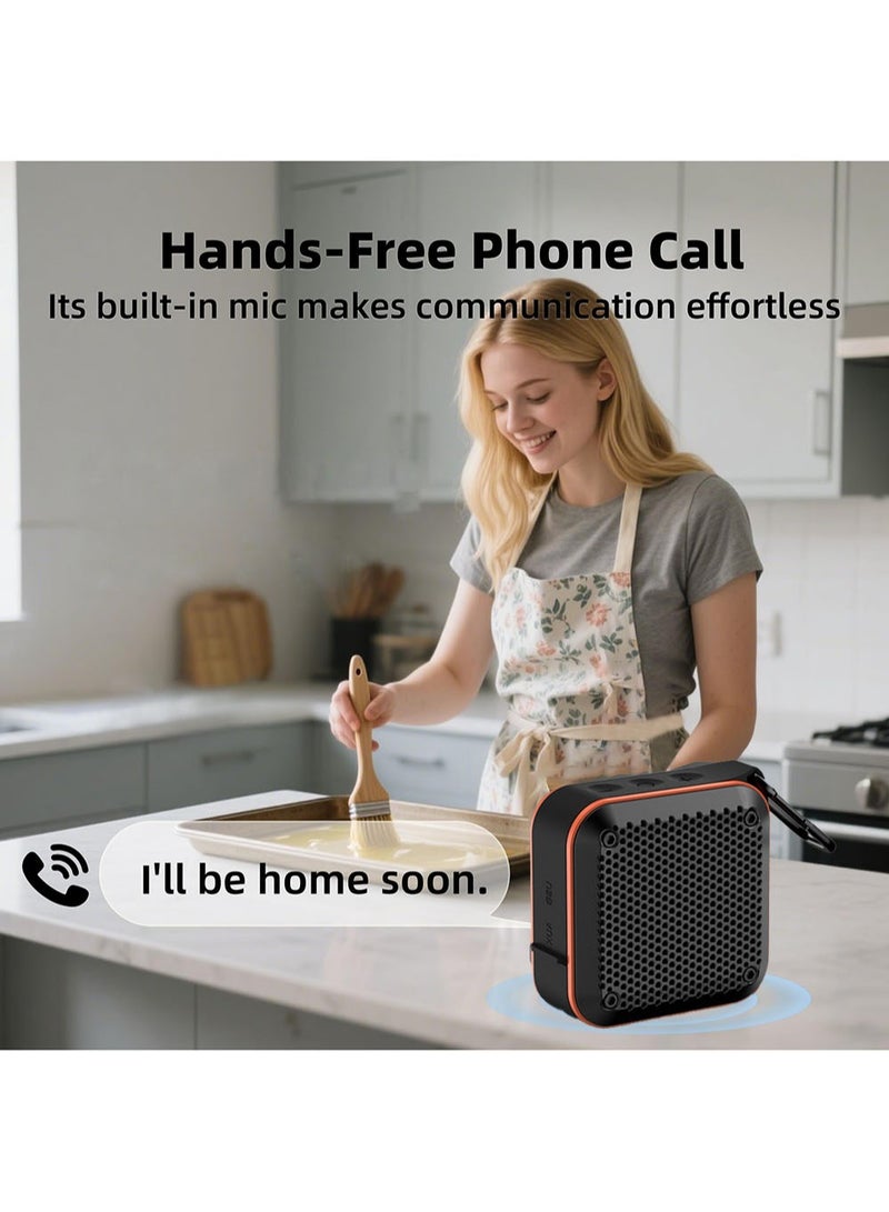 AUDISHAKO Portable Bluetooth Speaker Wireless PC Speaker Outdoor Speaker Travel Sound with a Hook Suitable for Rooms Living Rooms Parties Outdoor Activities Wireless Bluetooth Audio Black - Image 5