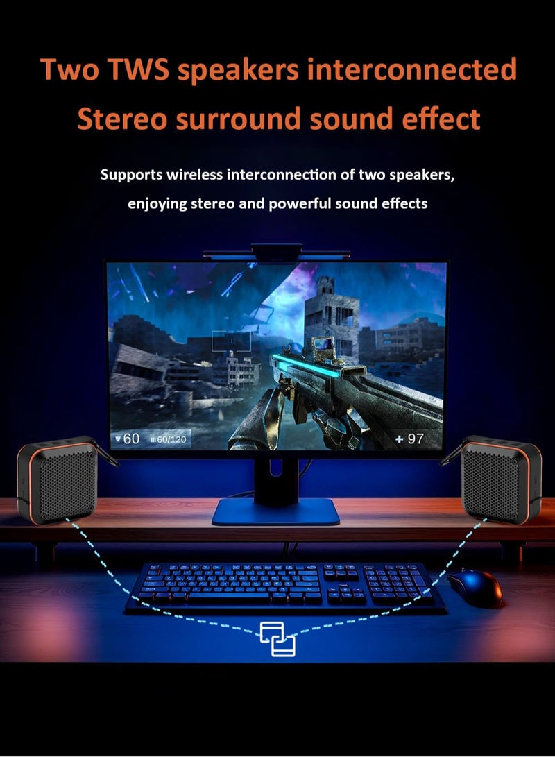 AUDISHAKO Portable Bluetooth Speaker Wireless PC Speaker Outdoor Speaker Travel Sound with a Hook Suitable for Rooms Living Rooms Parties Outdoor Activities Wireless Bluetooth Audio Black - Image 2