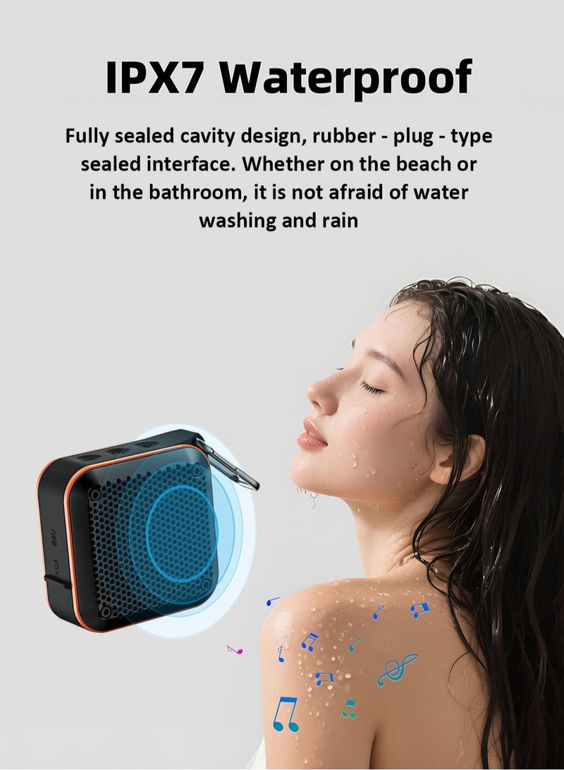 AUDISHAKO Portable Bluetooth Speaker Wireless PC Speaker Outdoor Speaker Travel Sound with a Hook Suitable for Rooms Living Rooms Parties Outdoor Activities Wireless Bluetooth Audio Black - Image 3