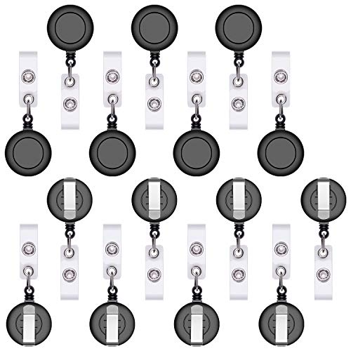 Petutu Retractable Id Name Badge Holder, Reel Clip Retractable 15 Pack, Black - Image 1