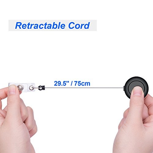 Petutu Retractable Id Name Badge Holder, Reel Clip Retractable 15 Pack, Black - Image 4