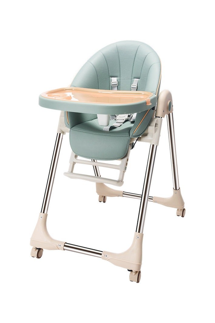 فلاي رود كرسي طعام مرتفع للأطفال الصغار، كرسي طعام قابل للطي للأطفال الصغار مع جلد بولي يوريثان قابل للإزالة وصينية - Image 1