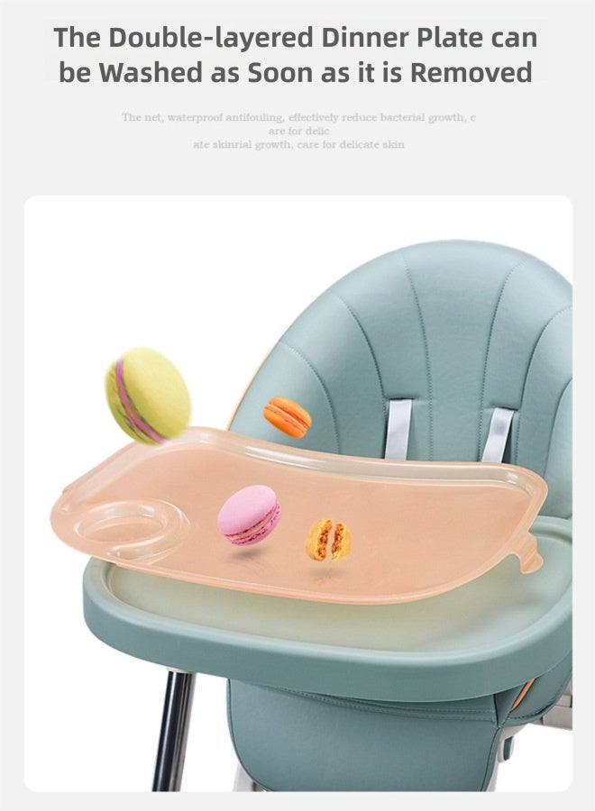 فلاي رود كرسي طعام مرتفع للأطفال الصغار، كرسي طعام قابل للطي للأطفال الصغار مع جلد بولي يوريثان قابل للإزالة وصينية - Image 4