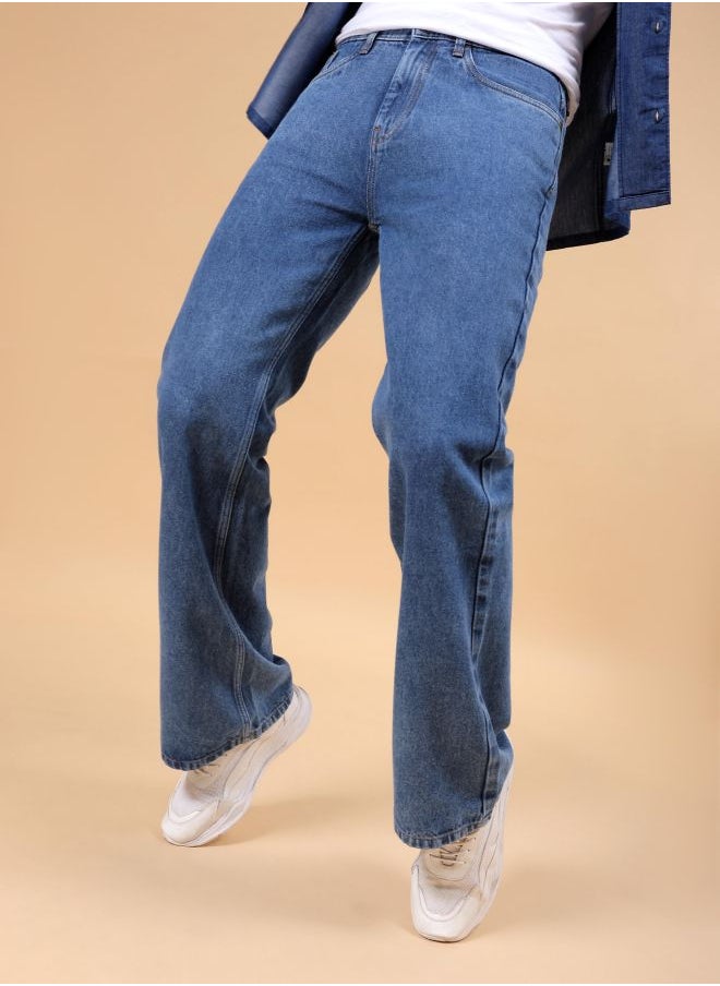 The Indian Garage Co Men Bootcut Loose Fit Solid Mid-Rise Jeans  - Image 1