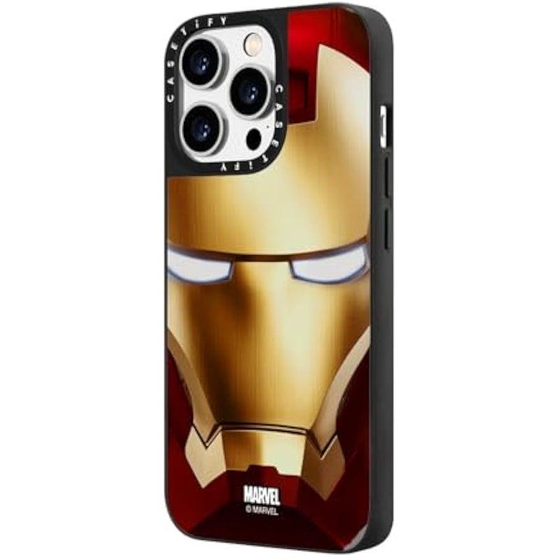 Casetify Mirror iPhone 14 Pro Max Case 【Iron Man Co-Lab/Reflective / 4.9ft Drop Protection/Compatible with Magsafe】 - Iron Man Hero Mask - Silver on Black - Image 4