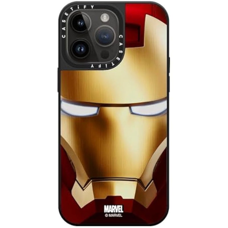 Casetify Mirror iPhone 14 Pro Max Case 【Iron Man Co-Lab/Reflective / 4.9ft Drop Protection/Compatible with Magsafe】 - Iron Man Hero Mask - Silver on Black - Image 2