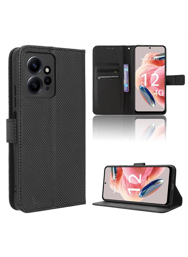 SNBFA Case Cover for Redmi Note 12 4G With Full Body Camera Len Protector PU Leather Wallet Card Holder Shockproof Protective Back Cover With Release Hand Phone Daily Video Kickstand  - Image 1
