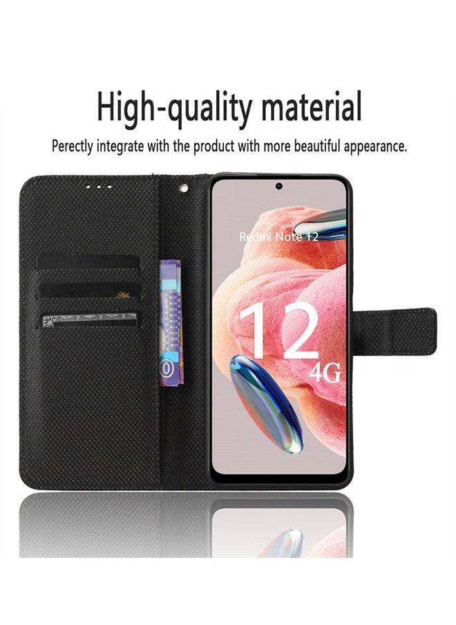 SNBFA Case Cover for Redmi Note 12 4G With Full Body Camera Len Protector PU Leather Wallet Card Holder Shockproof Protective Back Cover With Release Hand Phone Daily Video Kickstand  - Image 4