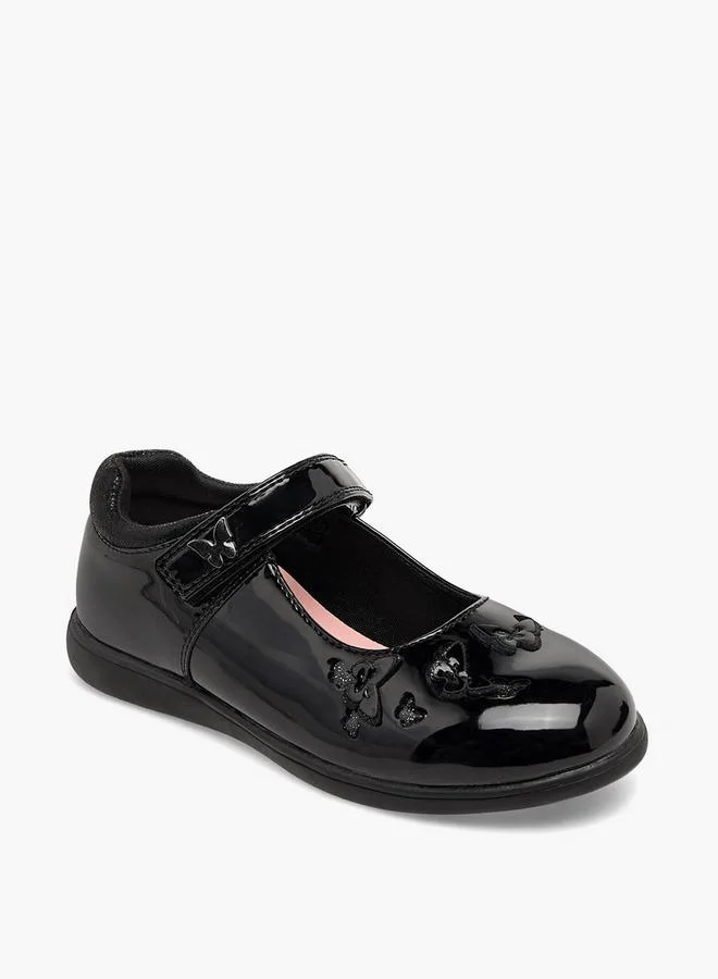 جونيورز Girls Butterfly Accent Hook & Loop School Shoes