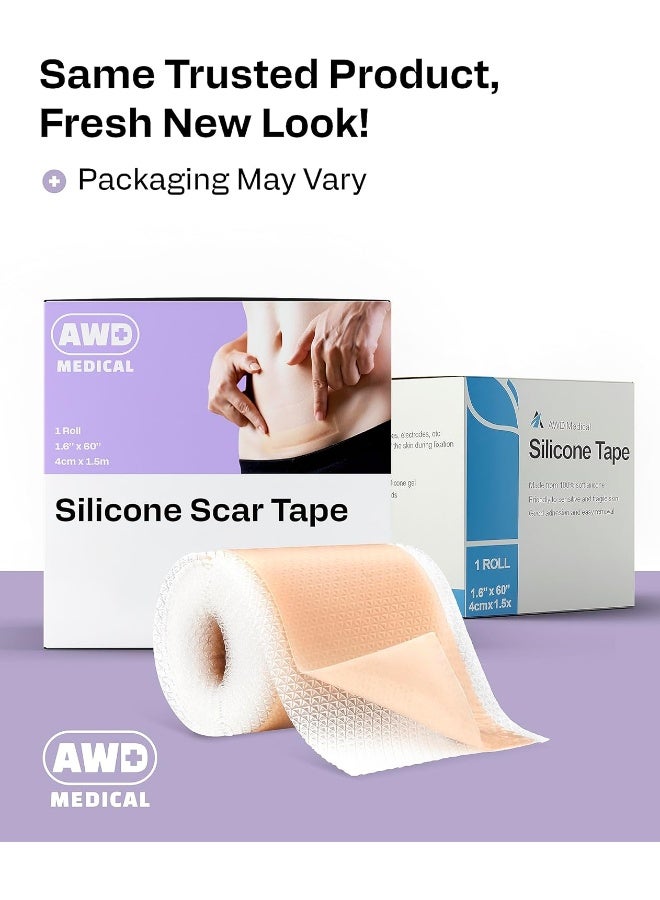AWD Medical Silicone Scar Sheets Medical Grade Soft Silicone Gel Tape for Scar Removal (1.6” x 60”) - Pack of 3 - Image 5