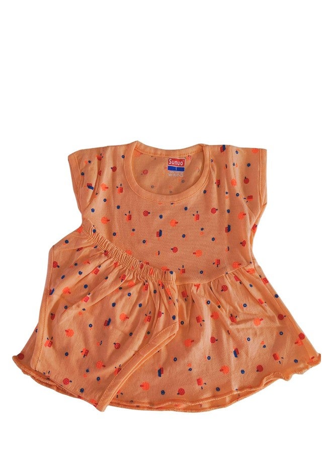 SUNUO Baby Girl Cotton A-Line Frock with Pant Combo (Pack of 3) (in, Age, 0 Months, 3 Months, Regular, RBO-2) Multicolour - Image 3