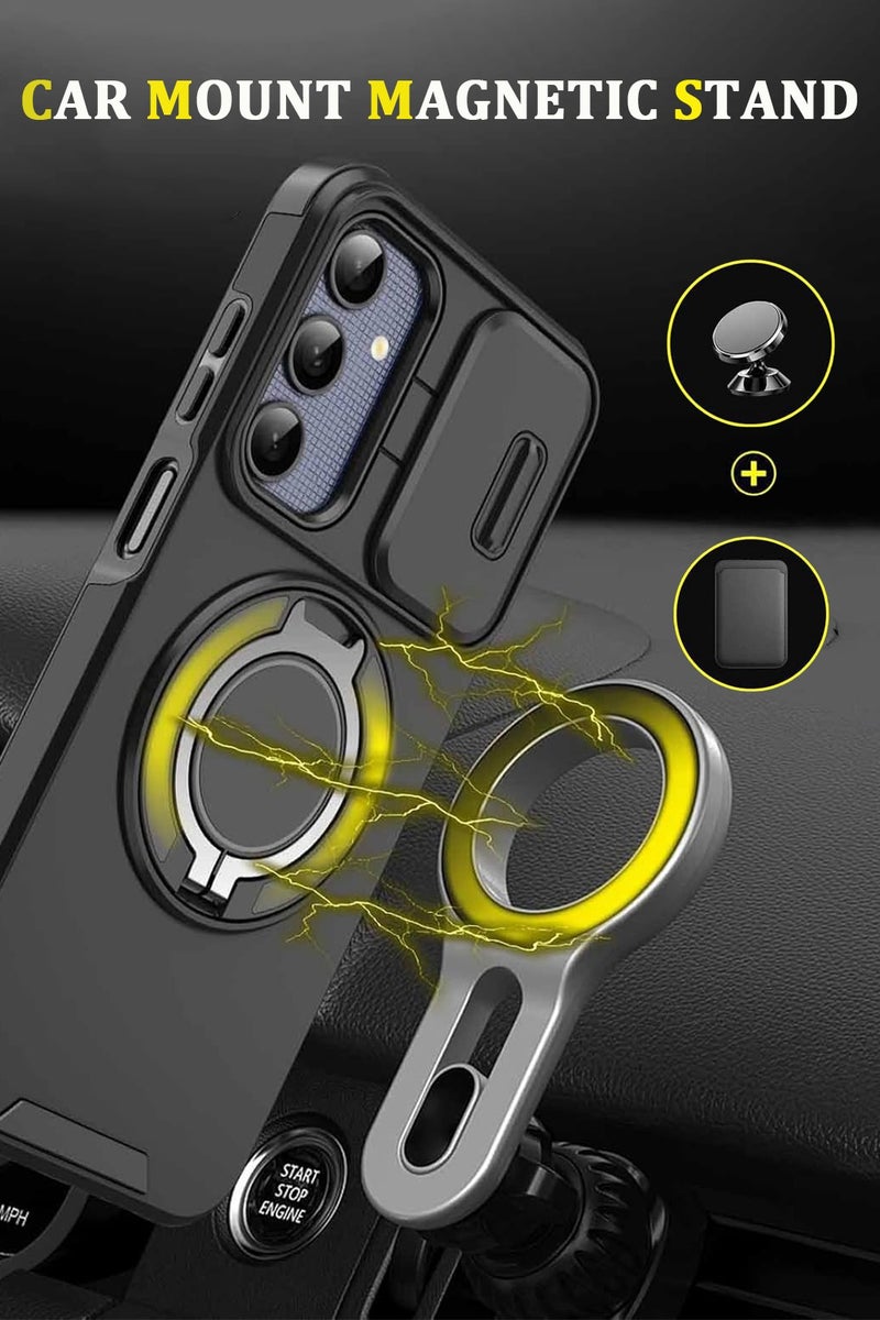 CubeG 360° Spin Magnetic Stand for Samsung Galaxy S25 Ultra Case, Fit for Magsafe, Slim Protective S25 Ultra Case with Lens Protection & Ring Holder 6.9" Black - Image 4