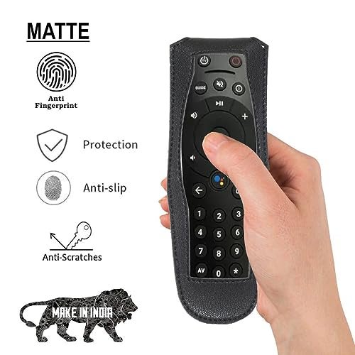 Zaoma PU Leather Cover Holder Flip Case Cover Compatible for Remote of tata Sky Binge Plus Remote Control (Black) - Image 5