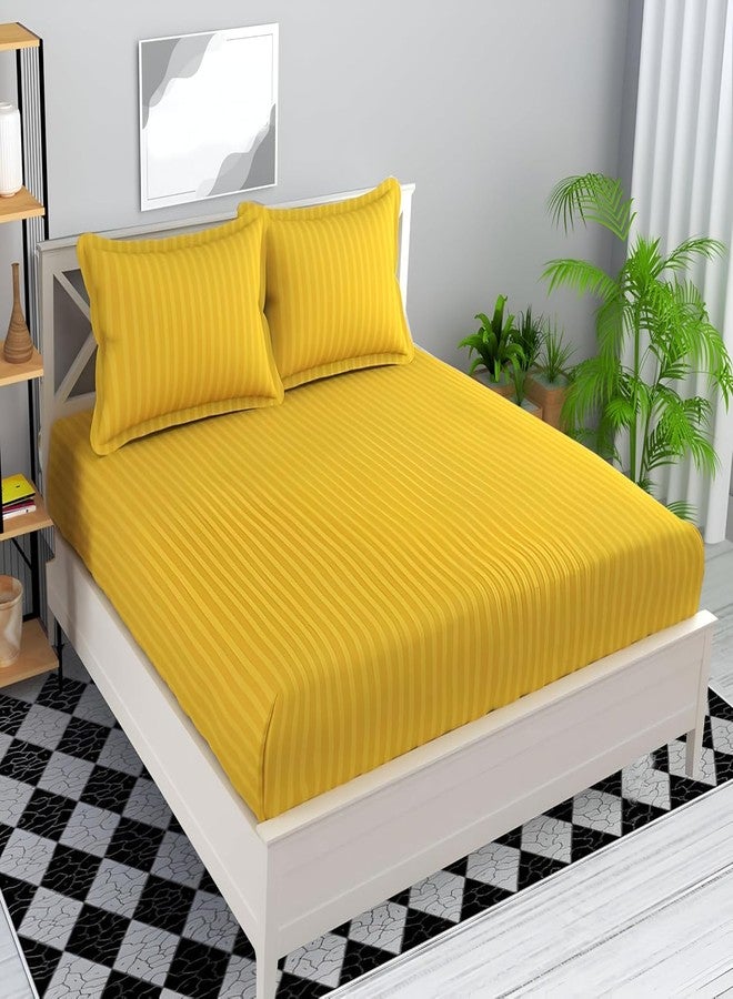 Cool Dealzz Double Bedsheets and 2 Pillow Covers Cotton 220 TC Bedsheet (95x95) (Pillow Covers 17x27 Inches (Yellow) - Image 2