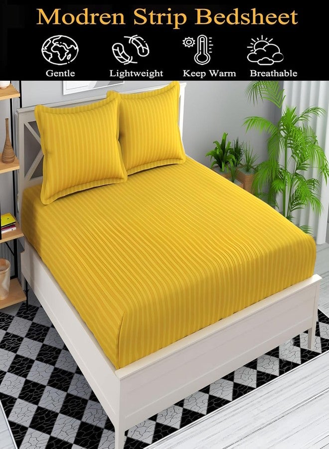 Cool Dealzz Double Bedsheets and 2 Pillow Covers Cotton 220 TC Bedsheet (95x95) (Pillow Covers 17x27 Inches (Yellow) - Image 3