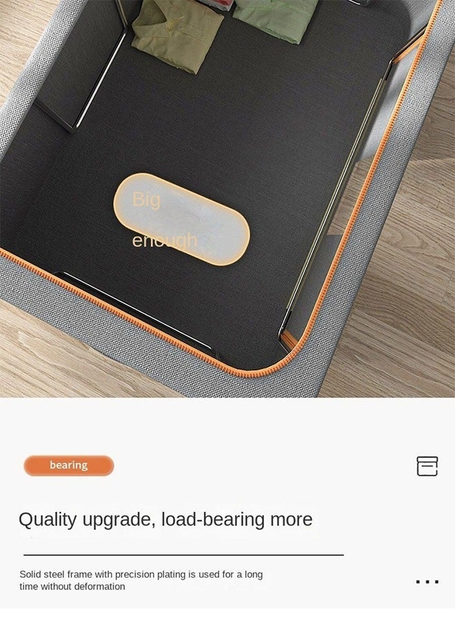 Bukela Double-Window Design Clothing Storage Box, Large Folding Wardrobe Organizer with Cotton-Linen Fabric and Steel Frame for Clothes, Bedding, and More - Image 3