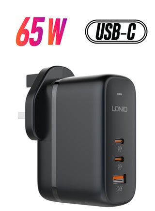 GaN 65W USB C Charger International Travel Charger Plug 3-Port Fast Wall Charger Head, US/UK/EU Plug Laptop Charger Black - pzsku/Z9BB5D6554287B6BC3BEDZ/45/_/1738266886/b7cabbf8-fd43-4f3a-91a9-c89c5ea81864