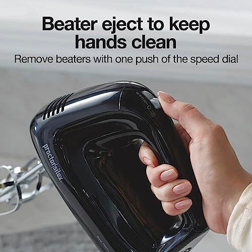 Proctor Silex Easy Mix 5-Speed Electric Hand Mixer with Bowl Rest, Compact and Lightweight, 100 Watts of Peak Power, Black (62511) - Image 5