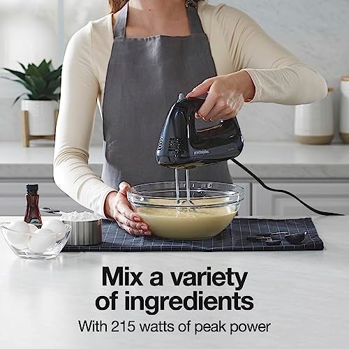 Proctor Silex Easy Mix 5-Speed Electric Hand Mixer with Bowl Rest, Compact and Lightweight, 100 Watts of Peak Power, Black (62511) - Image 3