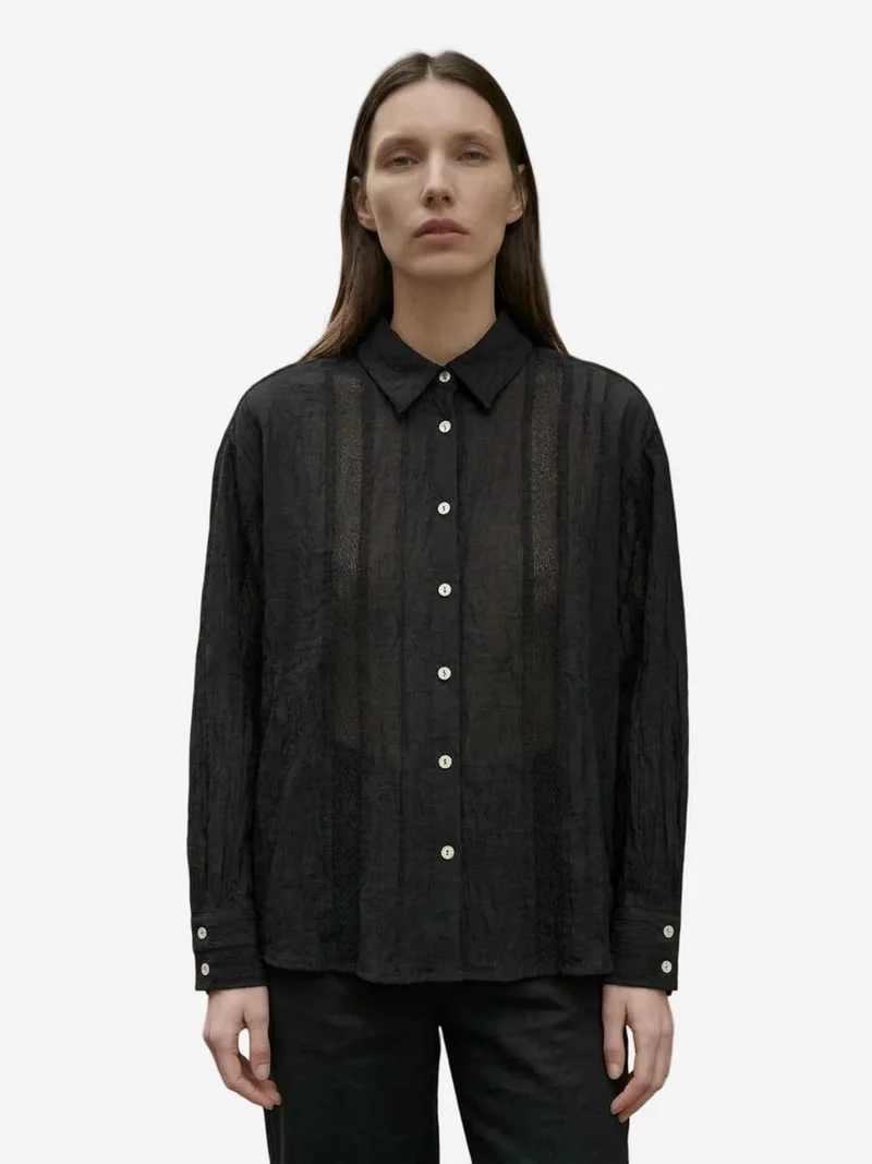 ماي فاشن MY FASHION Textured Woven Long Sleeve Button-Up Shirt