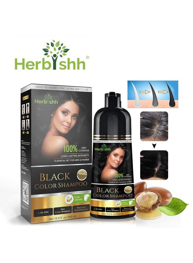 Herbishh Hair Color Shampoo For Gray Hair – Magic Hair Dye Shampoo – Colors Hair In Minutes–Long Lasting–500 Ml–3-In-1 Hair Color–Ammonia-Free | Herbishh (Black) - Image 3