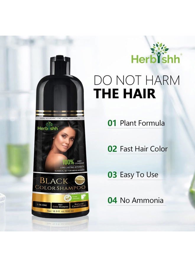 Herbishh Hair Color Shampoo For Gray Hair – Magic Hair Dye Shampoo – Colors Hair In Minutes–Long Lasting–500 Ml–3-In-1 Hair Color–Ammonia-Free | Herbishh (Black) - Image 5