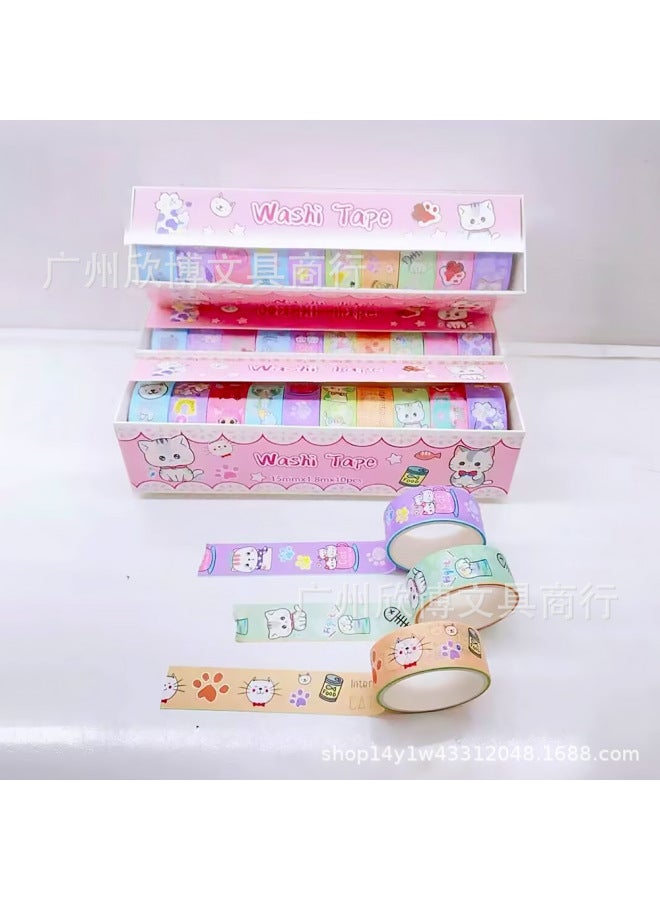 Xinbo Sanrio Cartoon And Paper Tape 10 Rolls Children's Hand Account Material Decoration Cute Stickers Pupil Stickers - Image 1