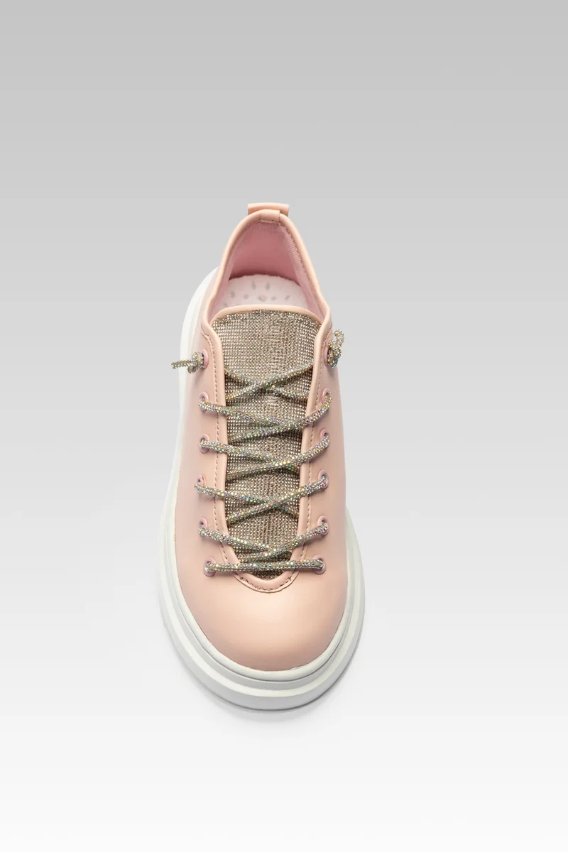 ZORIWORLD Pink ATHENA Pink Rhinestone Lace Closure Sneakers Sole Vegan PETA-approved for Women | Best Price UAE