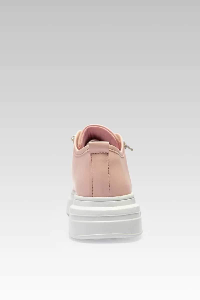 ZORIWORLD Pink ATHENA Pink Rhinestone Lace Closure Sneakers Sole Vegan PETA-approved for Women | Best Price UAE