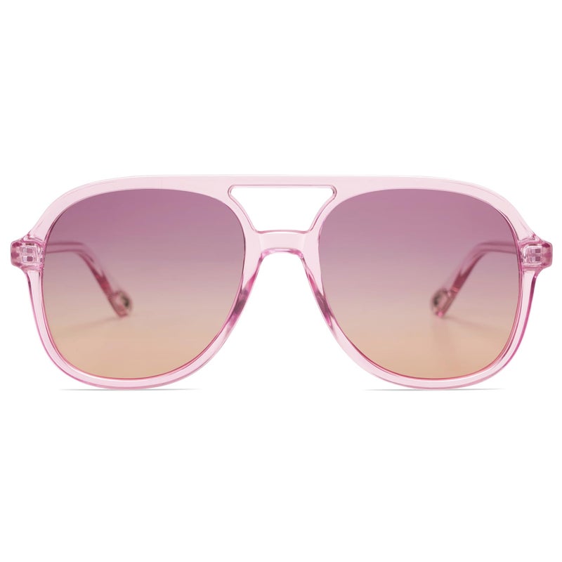 SOJOS Retro Polarized Aviator Sunglasses for Women Men Classic 70s Vintage Trendy Square Aviators SJ2174, Light Purple/Purple Gradient Brown - Image 1